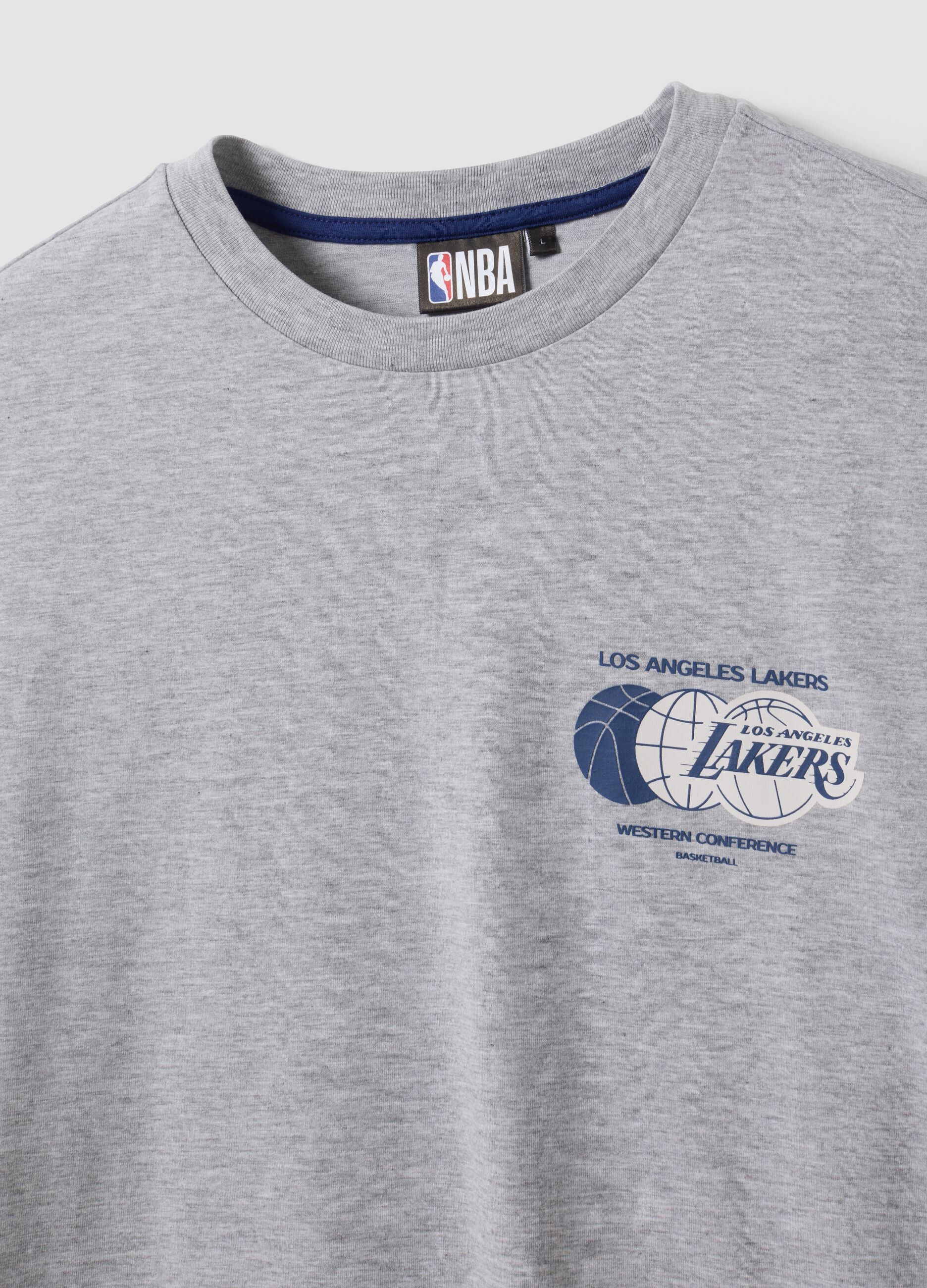 Grey pure cotton T-shirt with Lakers print