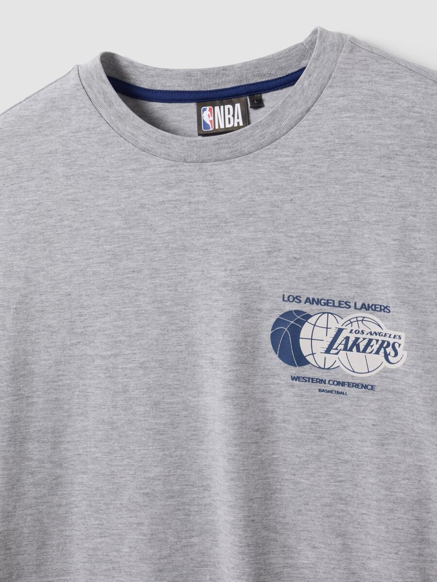 Grey pure cotton T-shirt with Lakers print_1