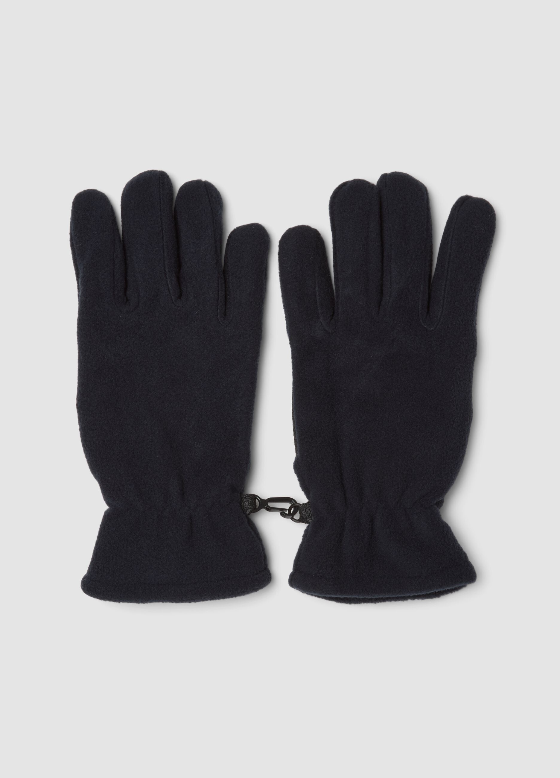 Blue fleece gloves with elasticated cuff