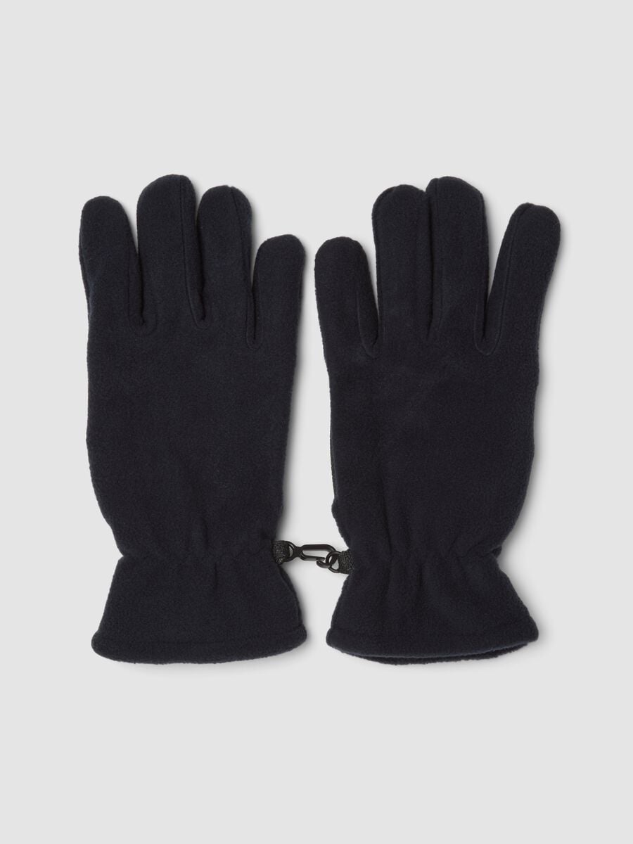 Blue fleece gloves with elasticated cuff_0