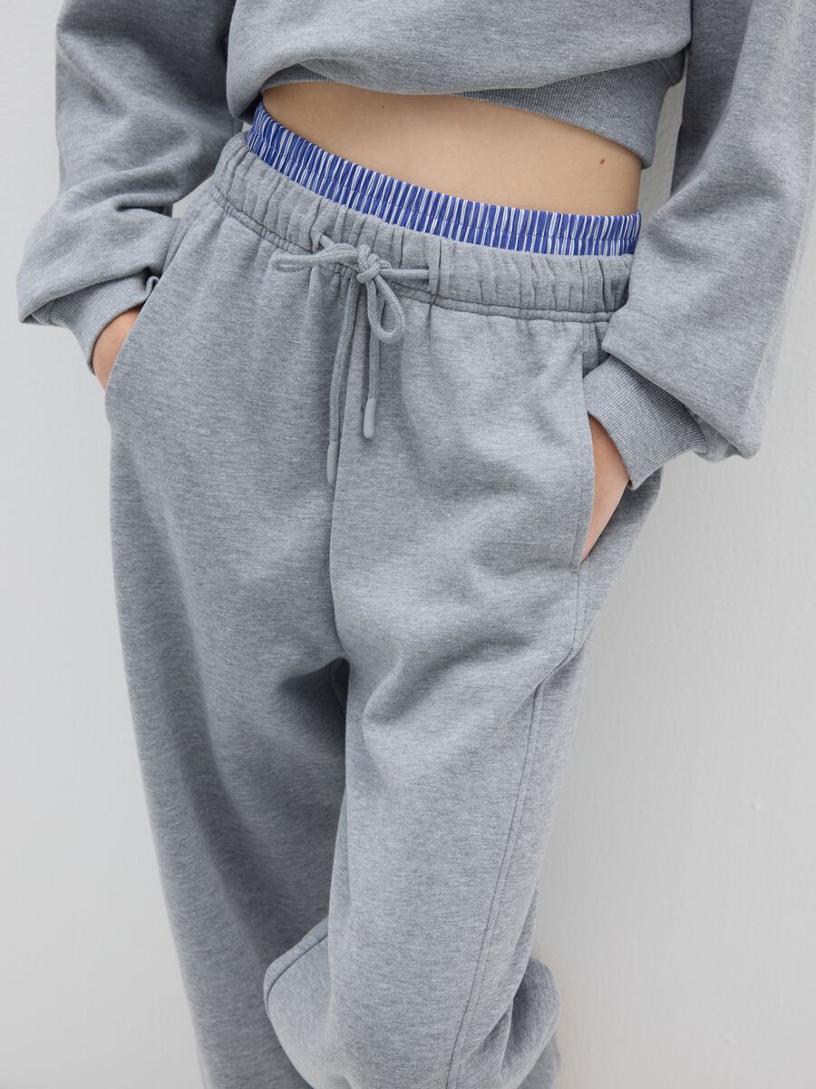 Grey Cotton Mix Wide Leg Jogger_3