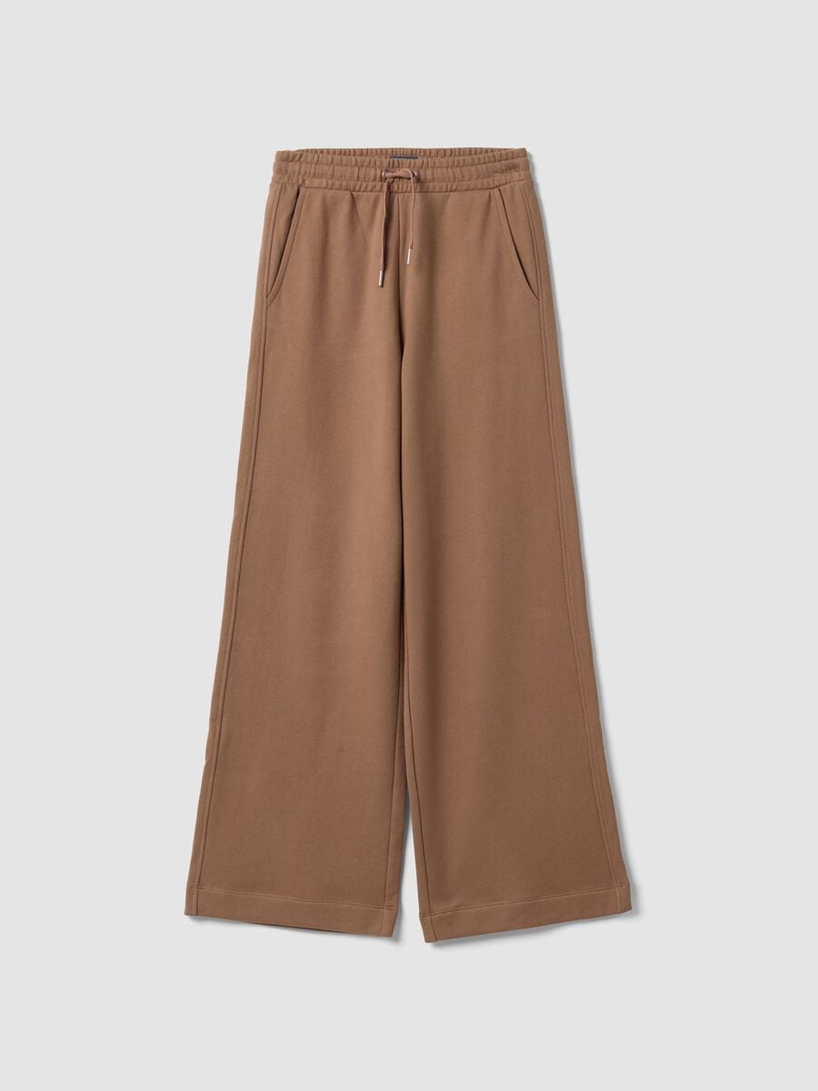 Pantaloni marroni culotte in puro cotone organico per ragazza_0