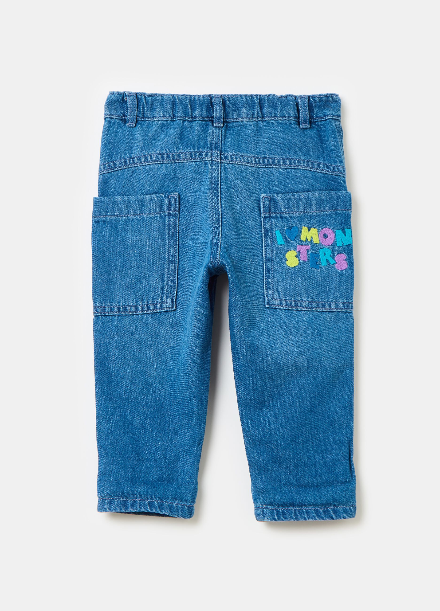 Jeans in cotone con stampa Monsters & Co.