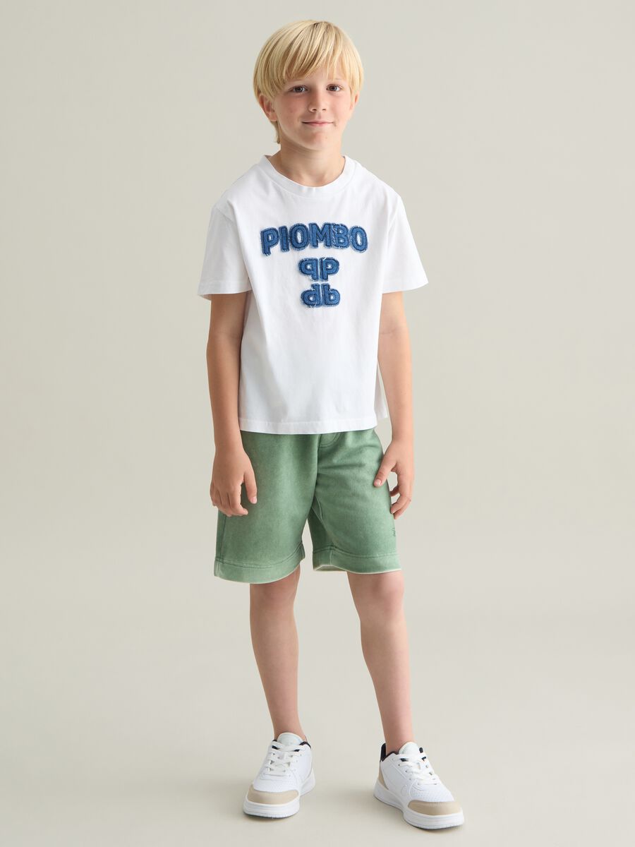 Children's green cotton blend shorts, regular fit_0