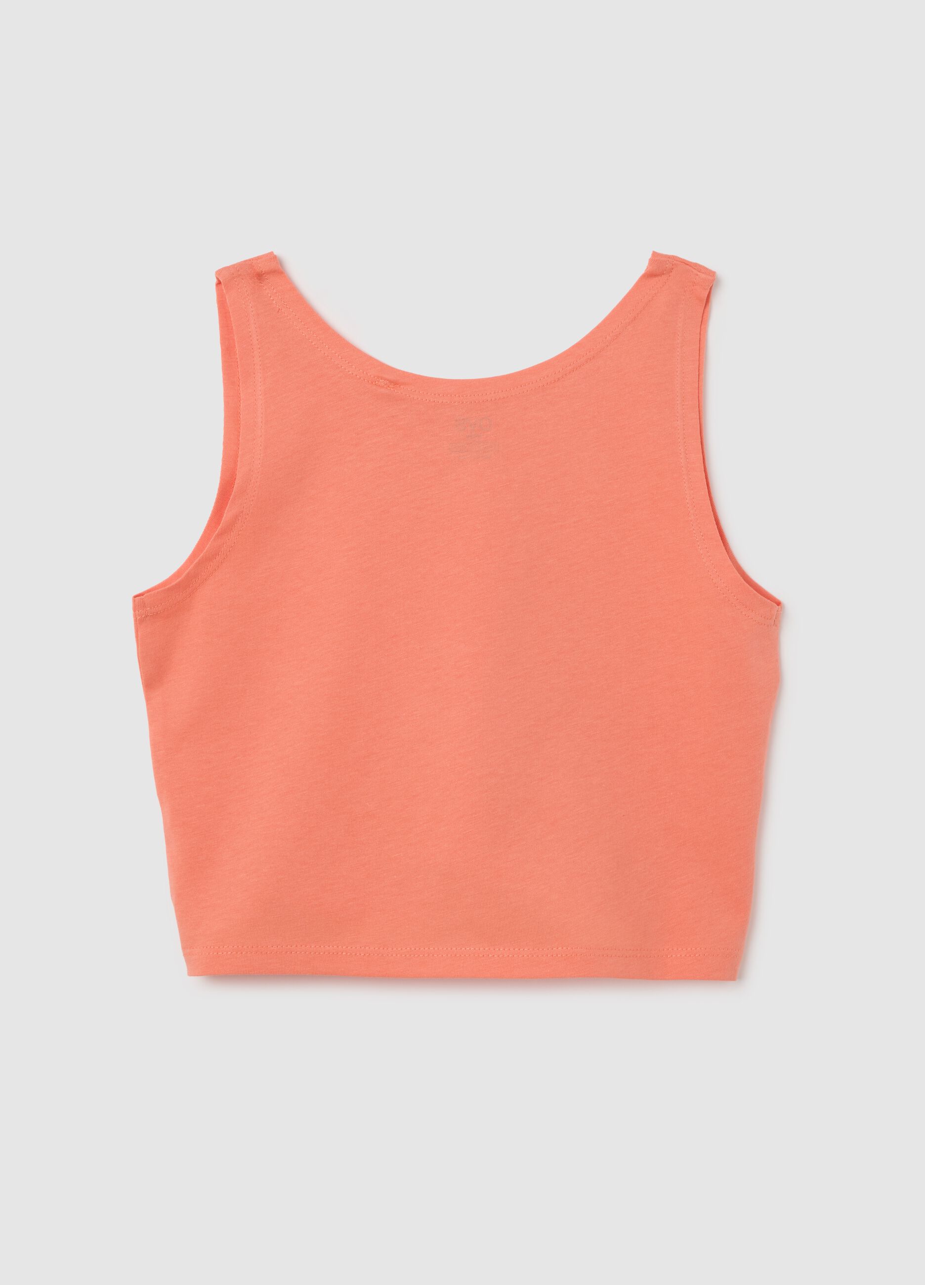 Orange pure cotton regular fit crop top for girls