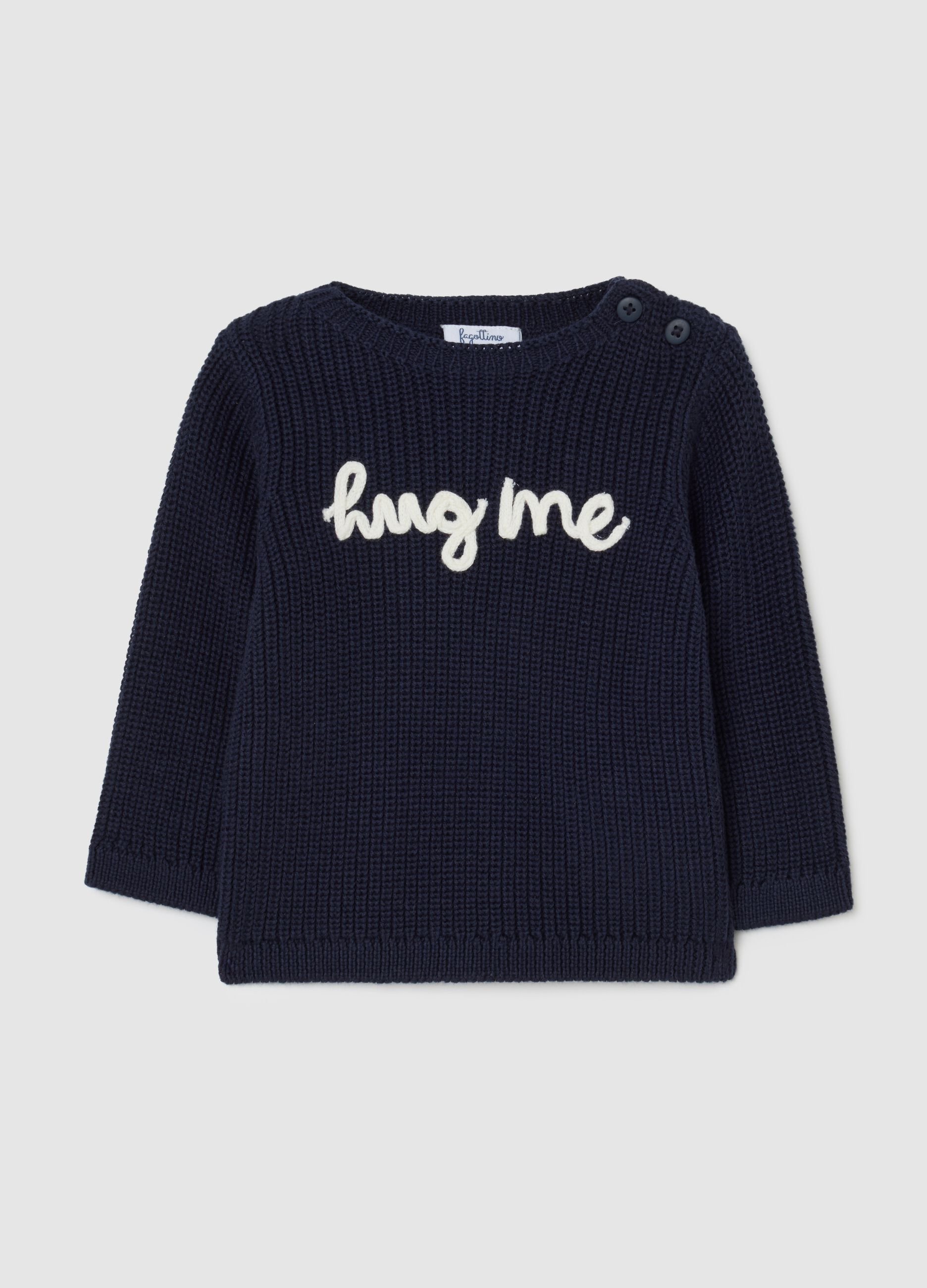 Baby girl's blue shirt in pure cotton regular fit with slogan