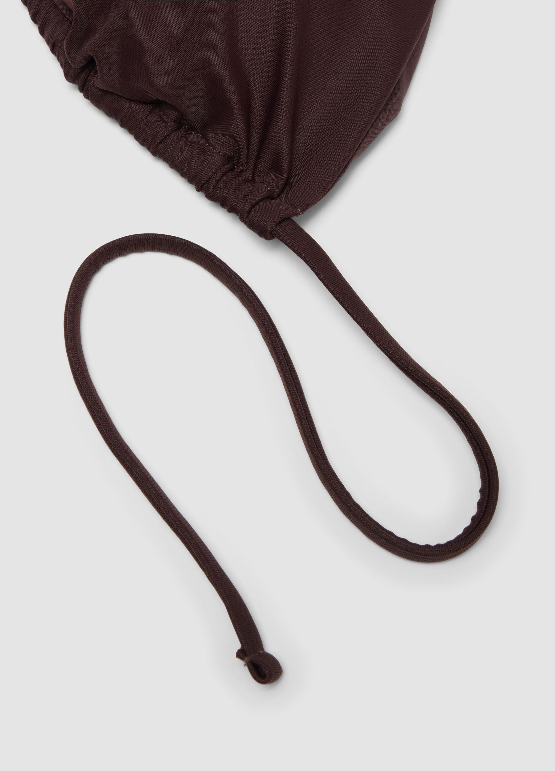 Brown triangle bikini top in stretch fabric