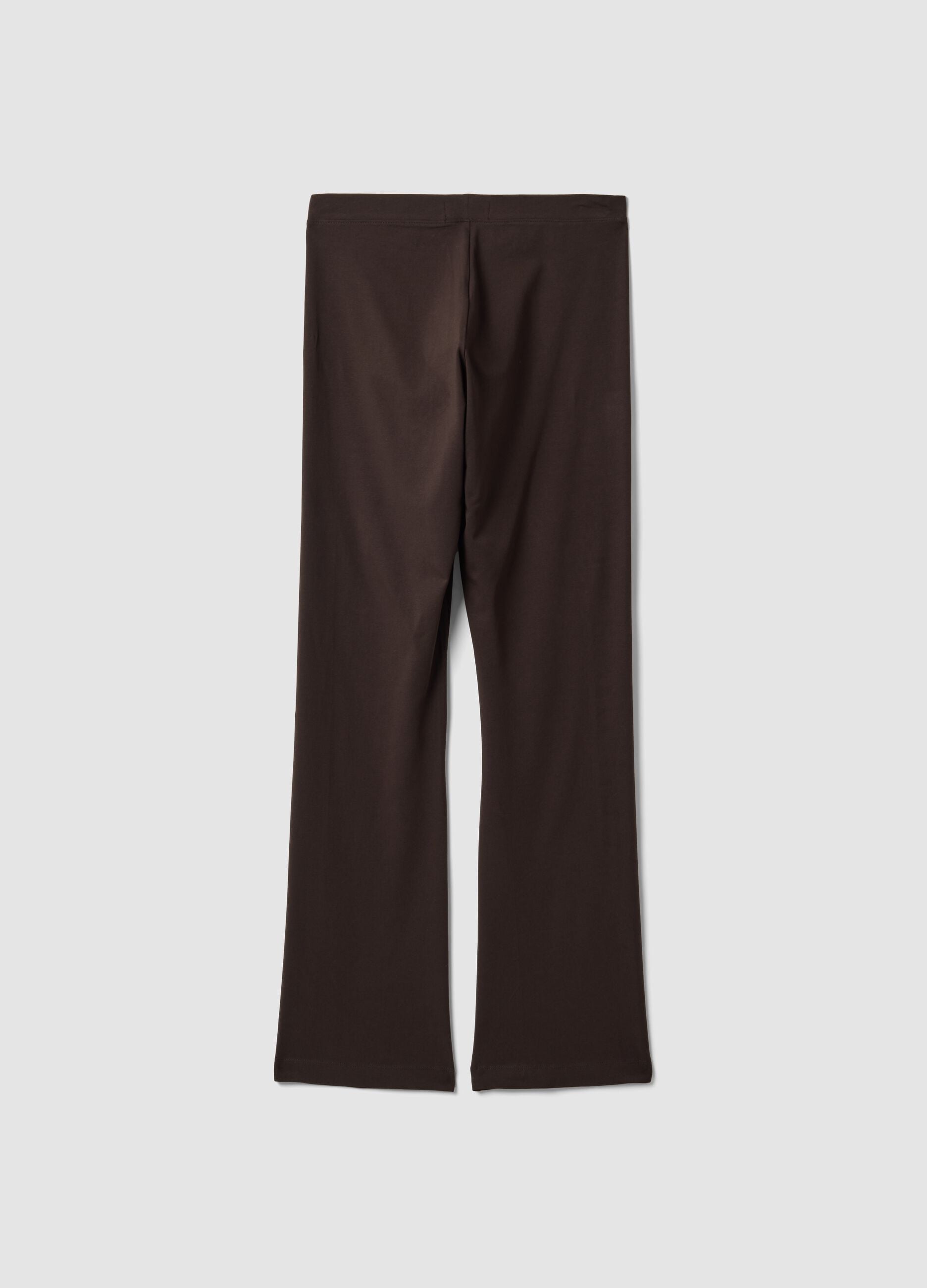 Leggings marroni flare in cotone elasticizzato