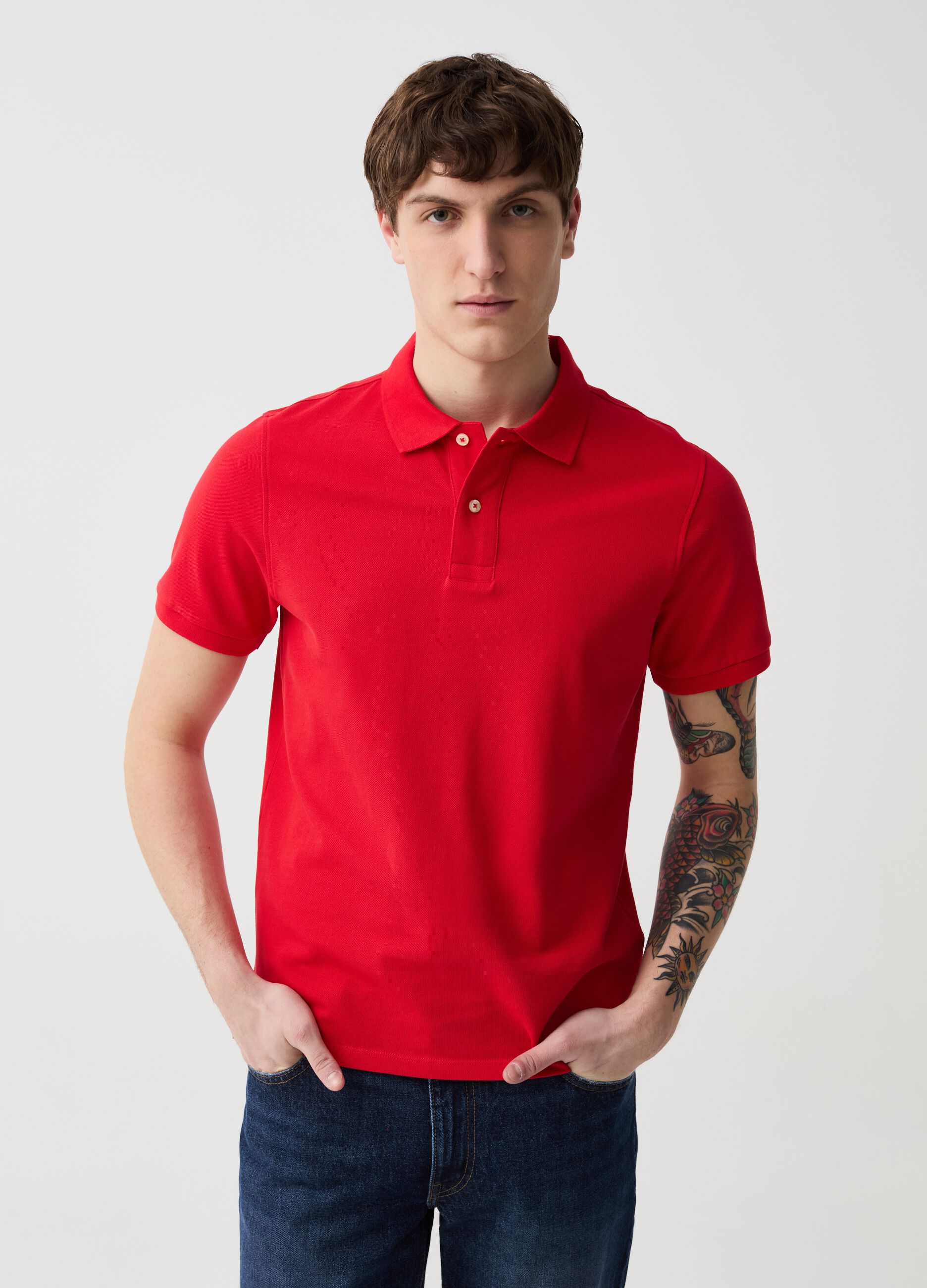 Organic cotton pique polo shirt