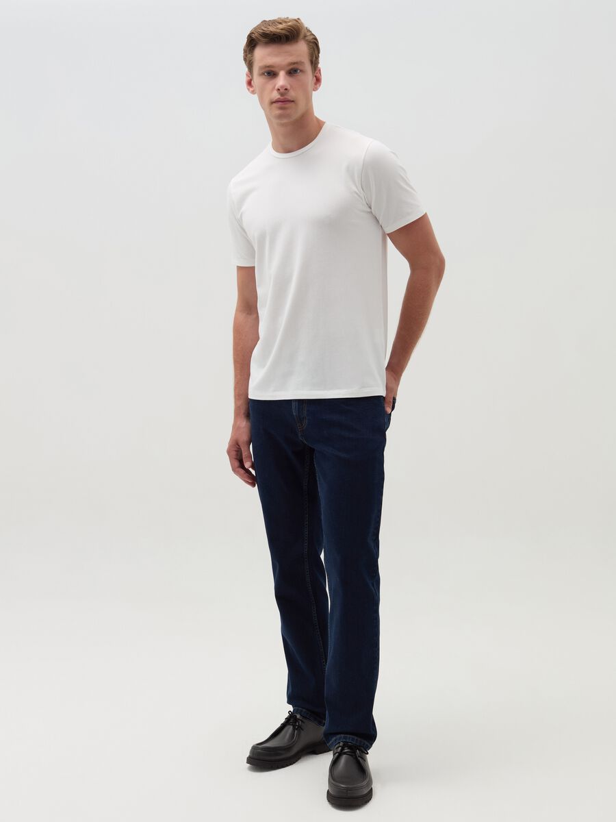 Stretch cotton T-shirt with crew-neck_1