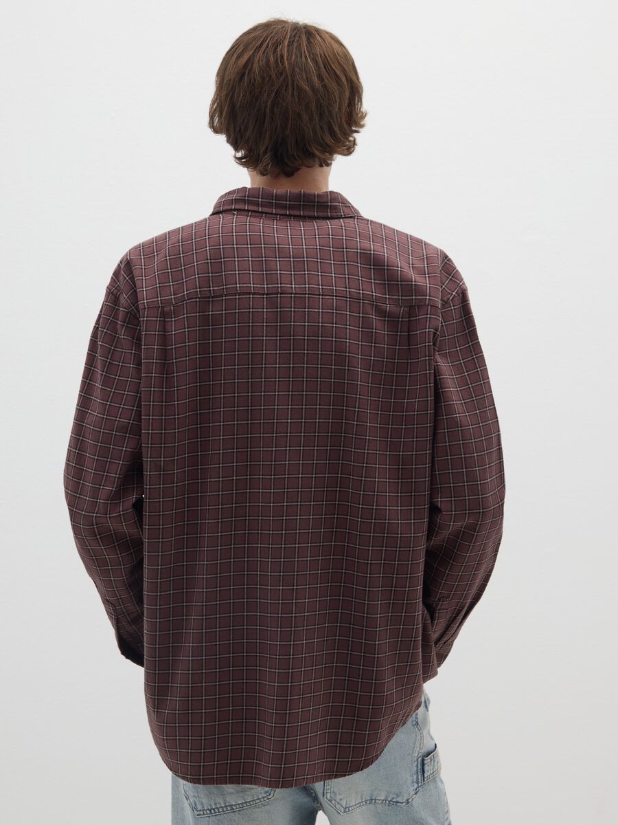 Oversized plaid pure cotton shirt_2
