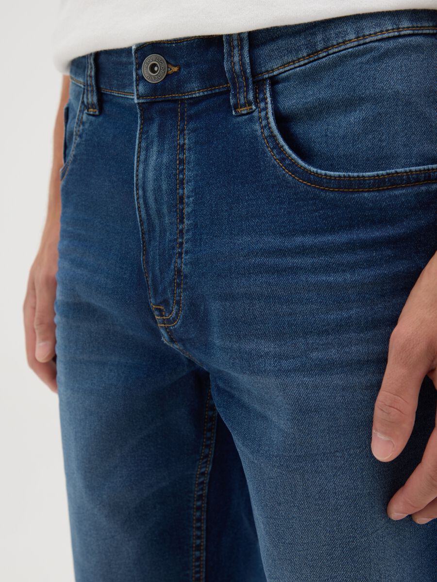 Men's Blue Denim Slim Fit Shorts_2