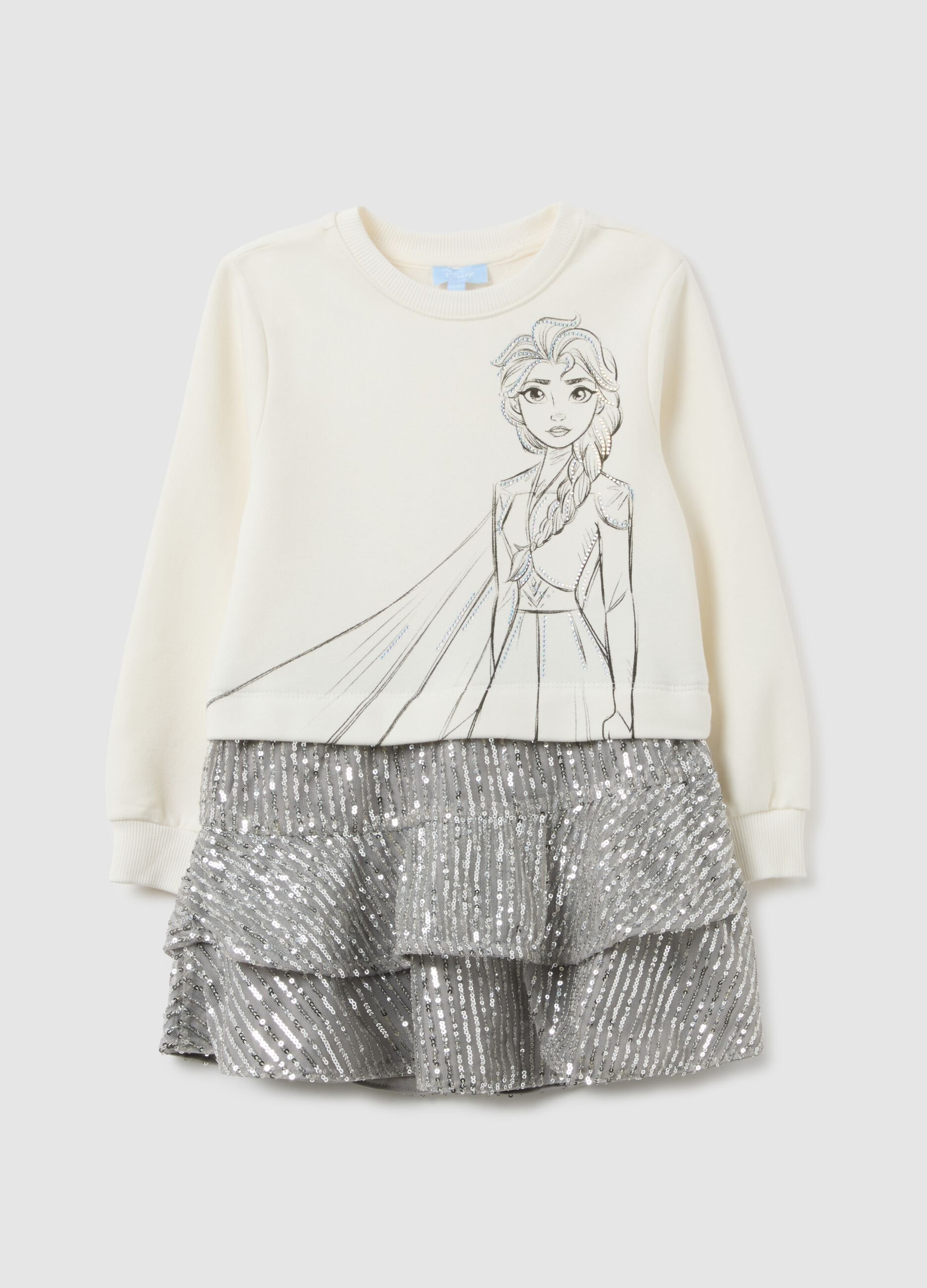 Multicoloured cotton blend girls' dress with regular fit and ruffles