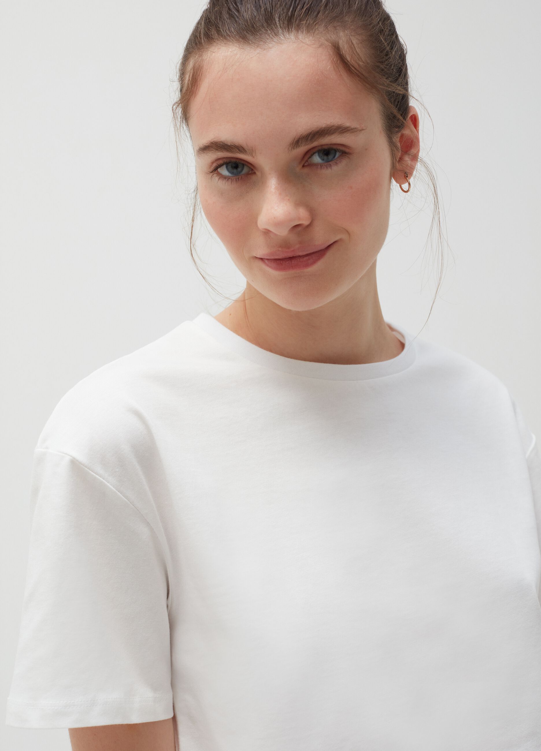 Cropped T-shirt in cotton