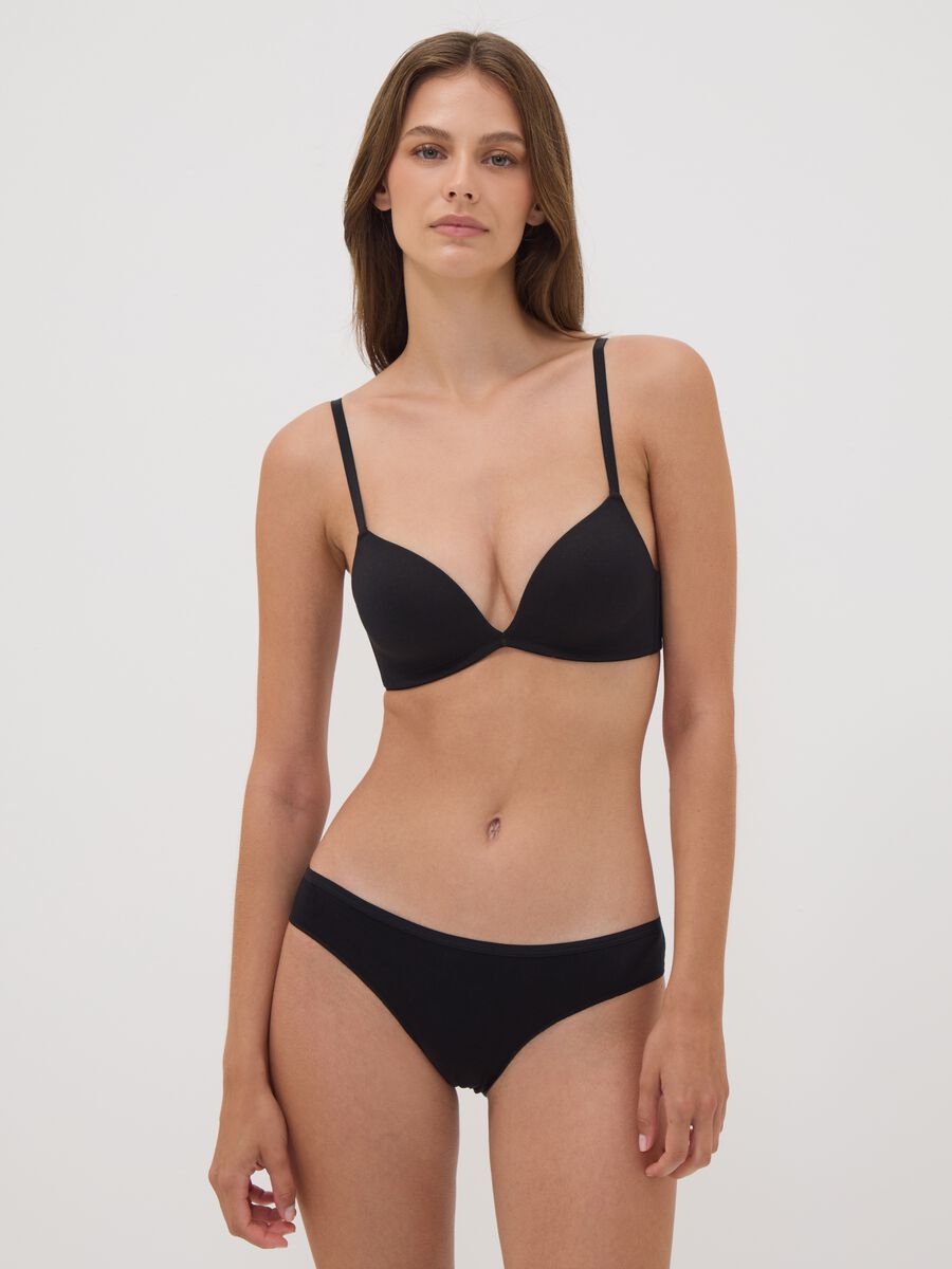 Reggiseno nero imbottito in cotone organico_1