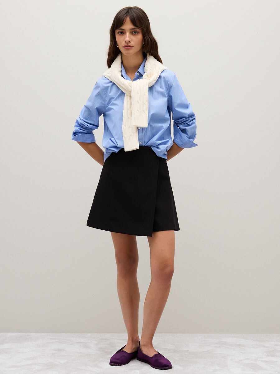 Black mix skirt with gold button_0