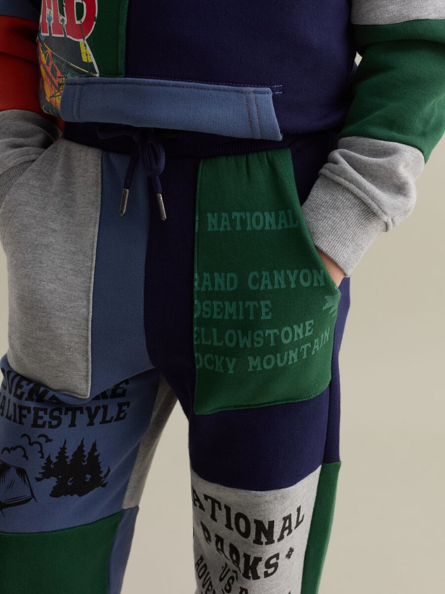 Patchwork-effect joggers with drawstring_1