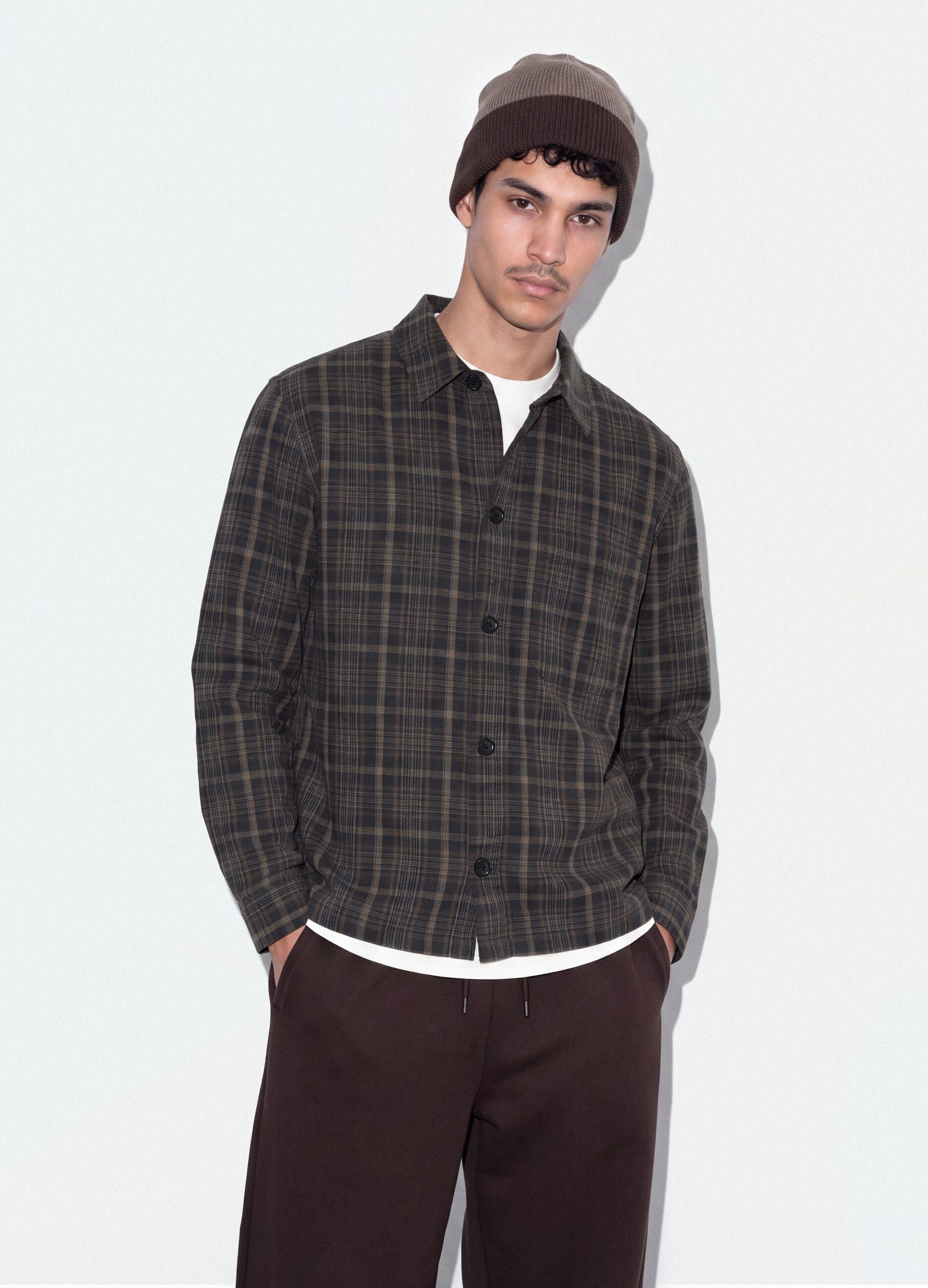 Multicolour pure cotton checked shirt with oversized fit