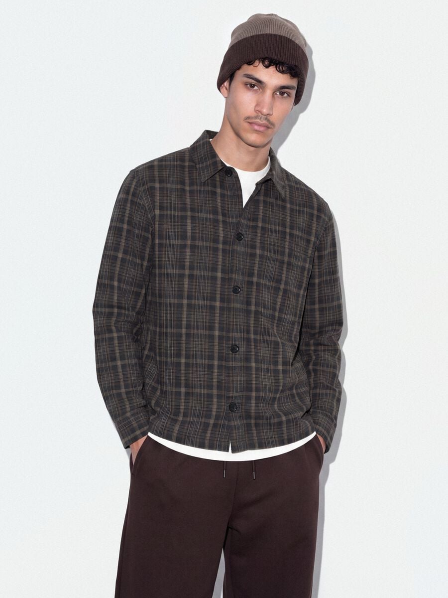 Camicia multicolor a quadri in puro cotone over fit_0