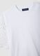 White short-sleeve cotton-blend T-shirt with mesh details_5