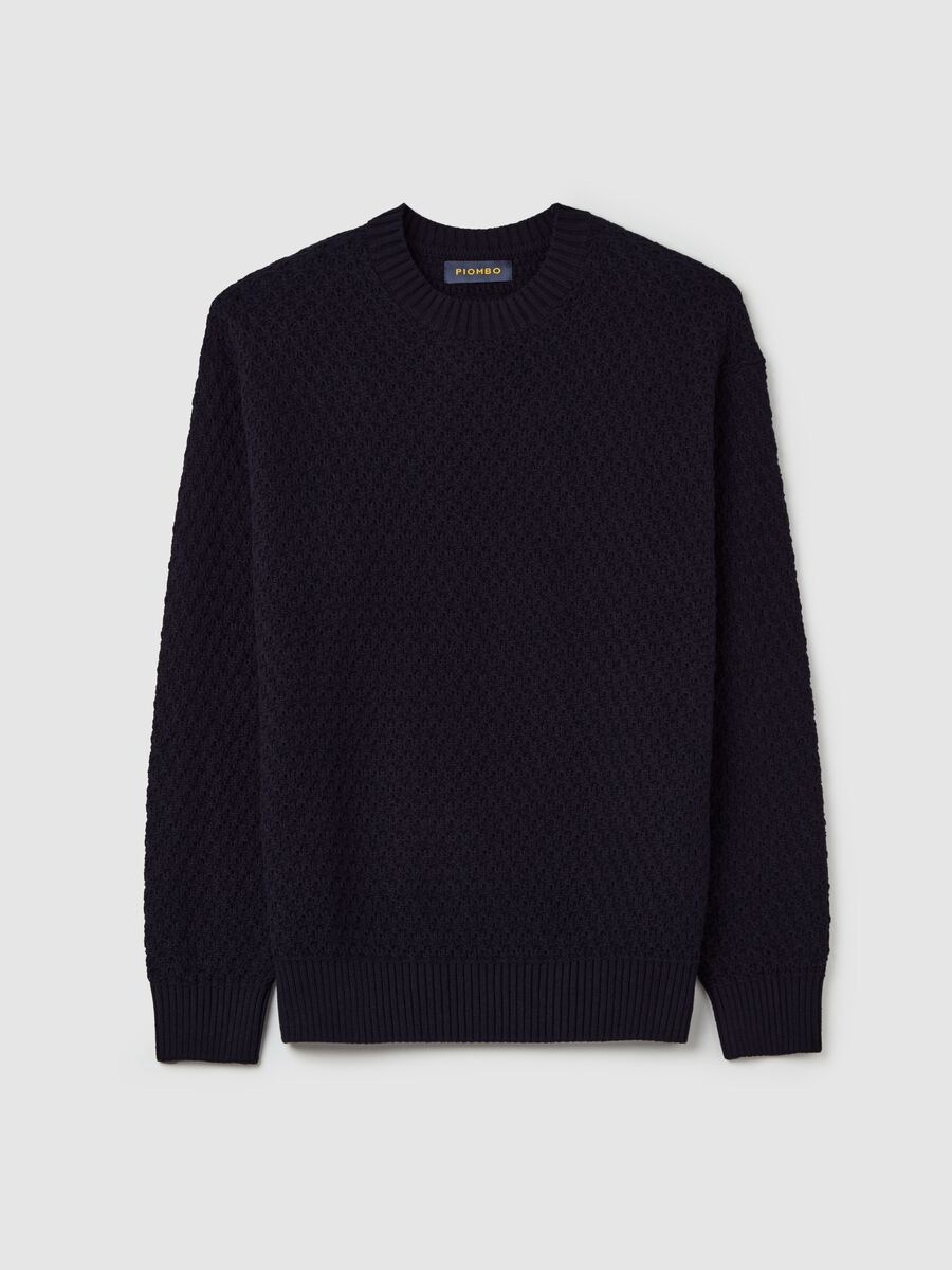 Pullover with round neck and woven design_4
