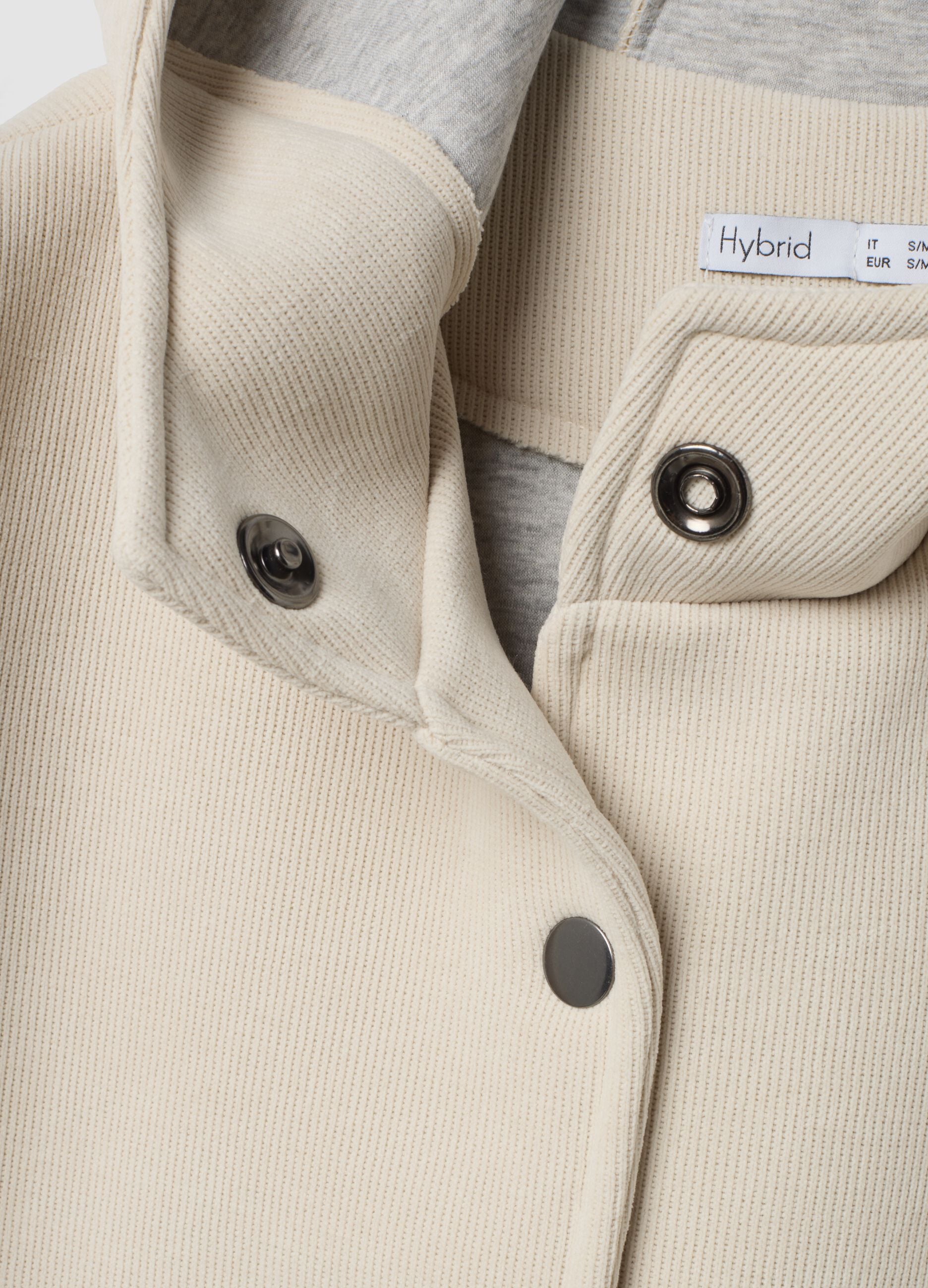 Beige regular-fit stretch viscose coat with hood