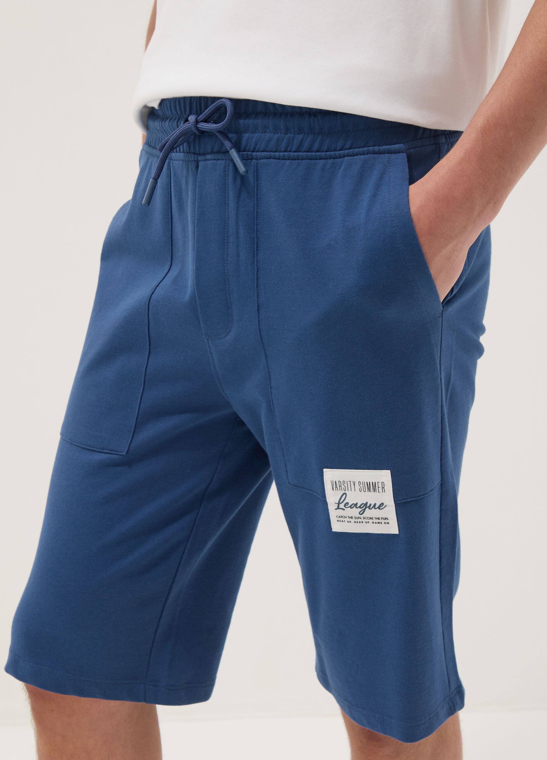 Boys' Regular Fit Blue Pure Cotton Shorts