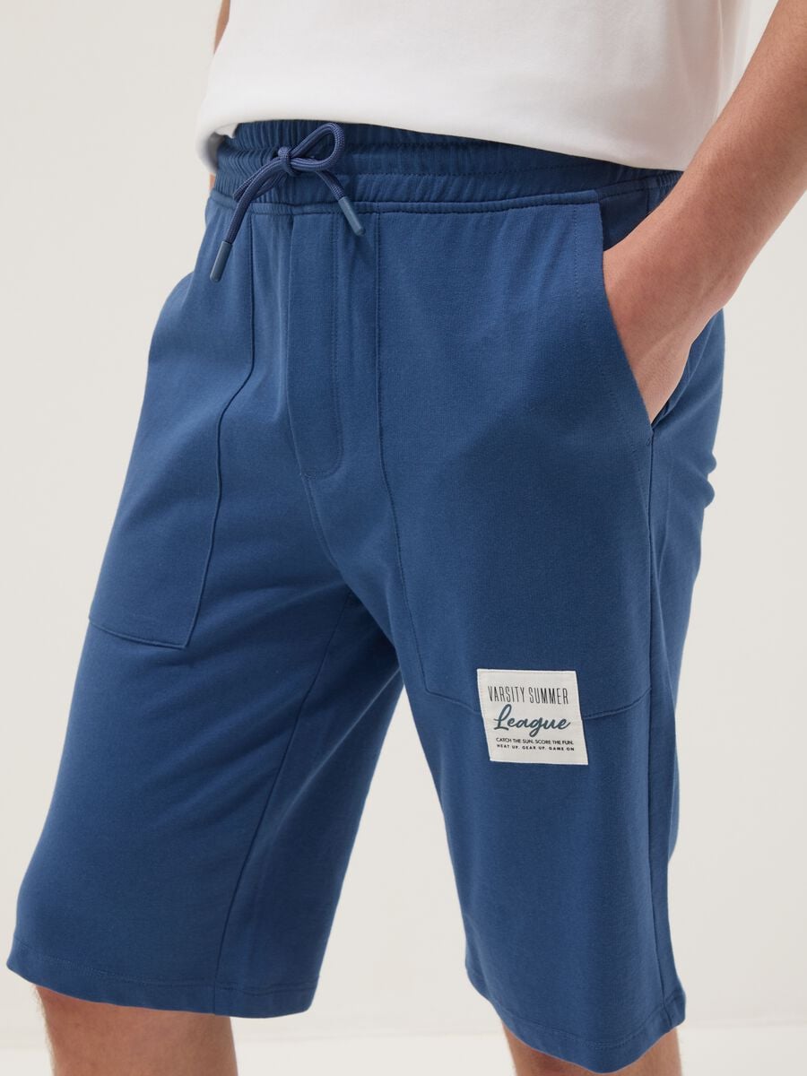 Boys' Regular Fit Blue Pure Cotton Shorts_2