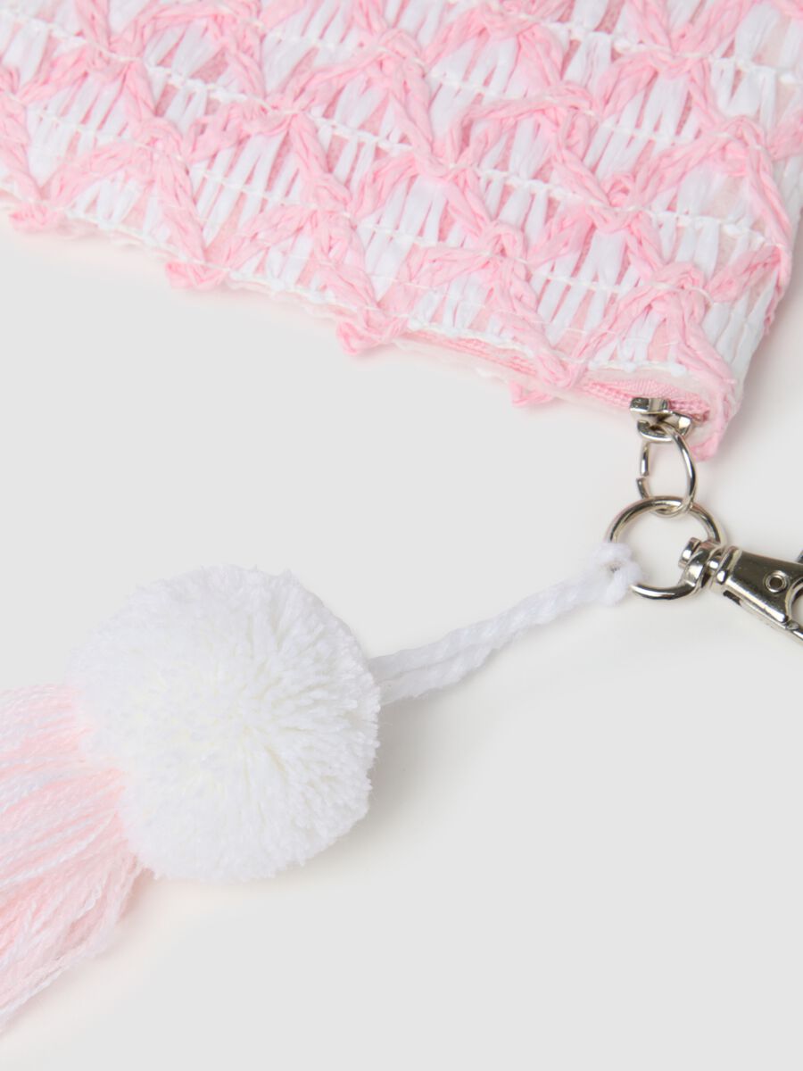 Mini pouch in pink and white raffia_2