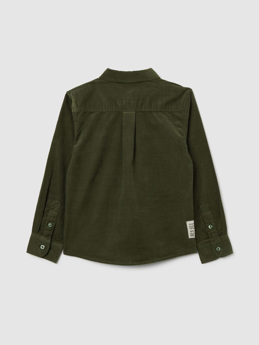 Green regular fit pure cotton child's shirt_1
