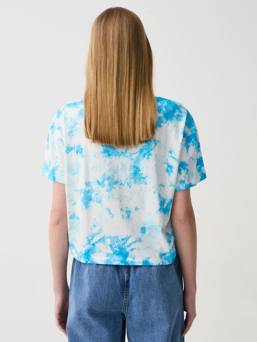 Tie-dye T-shirt with sun and lettering print_1