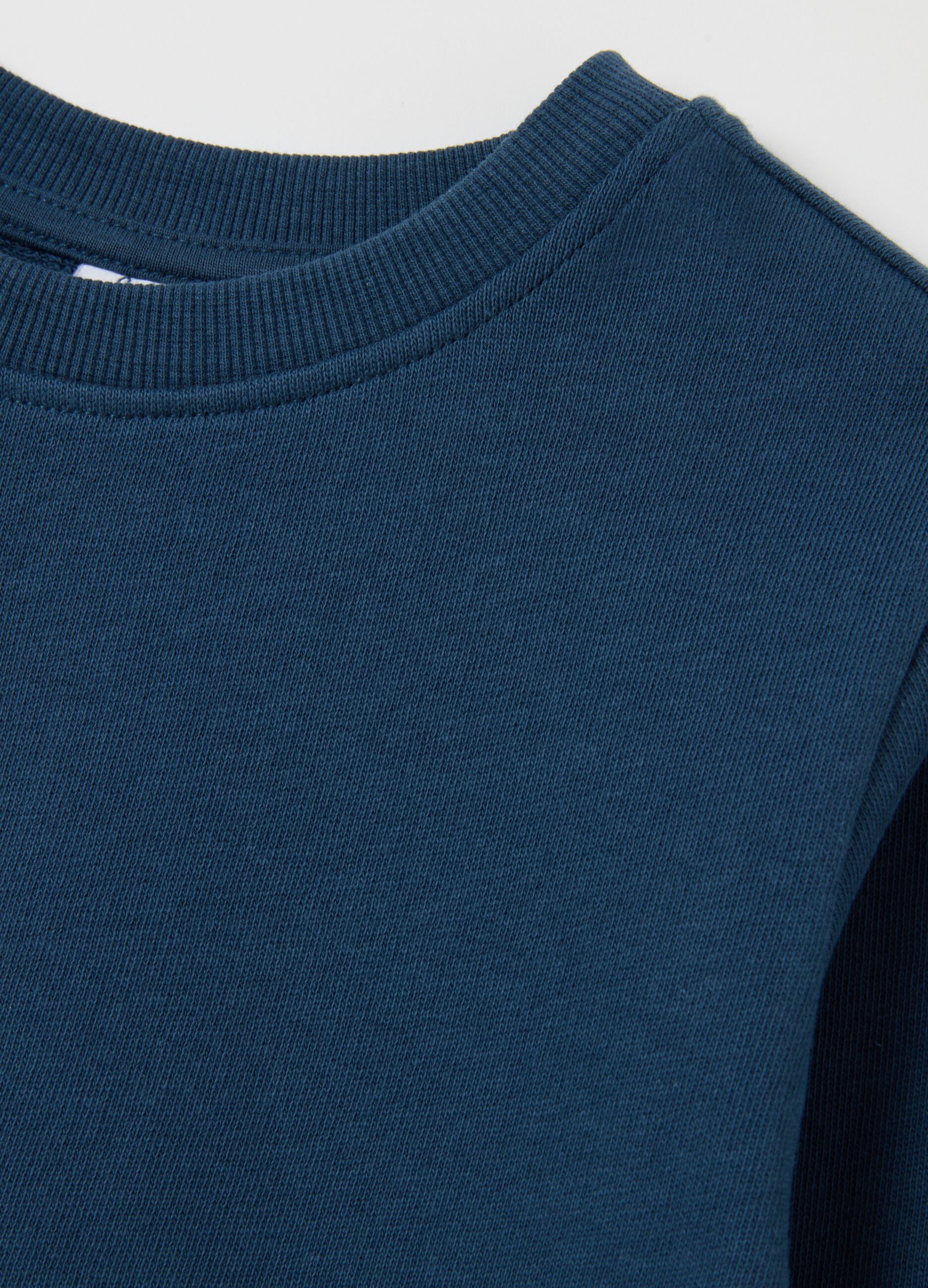 Blue cotton crew neck kids sweatshirt with regular fit