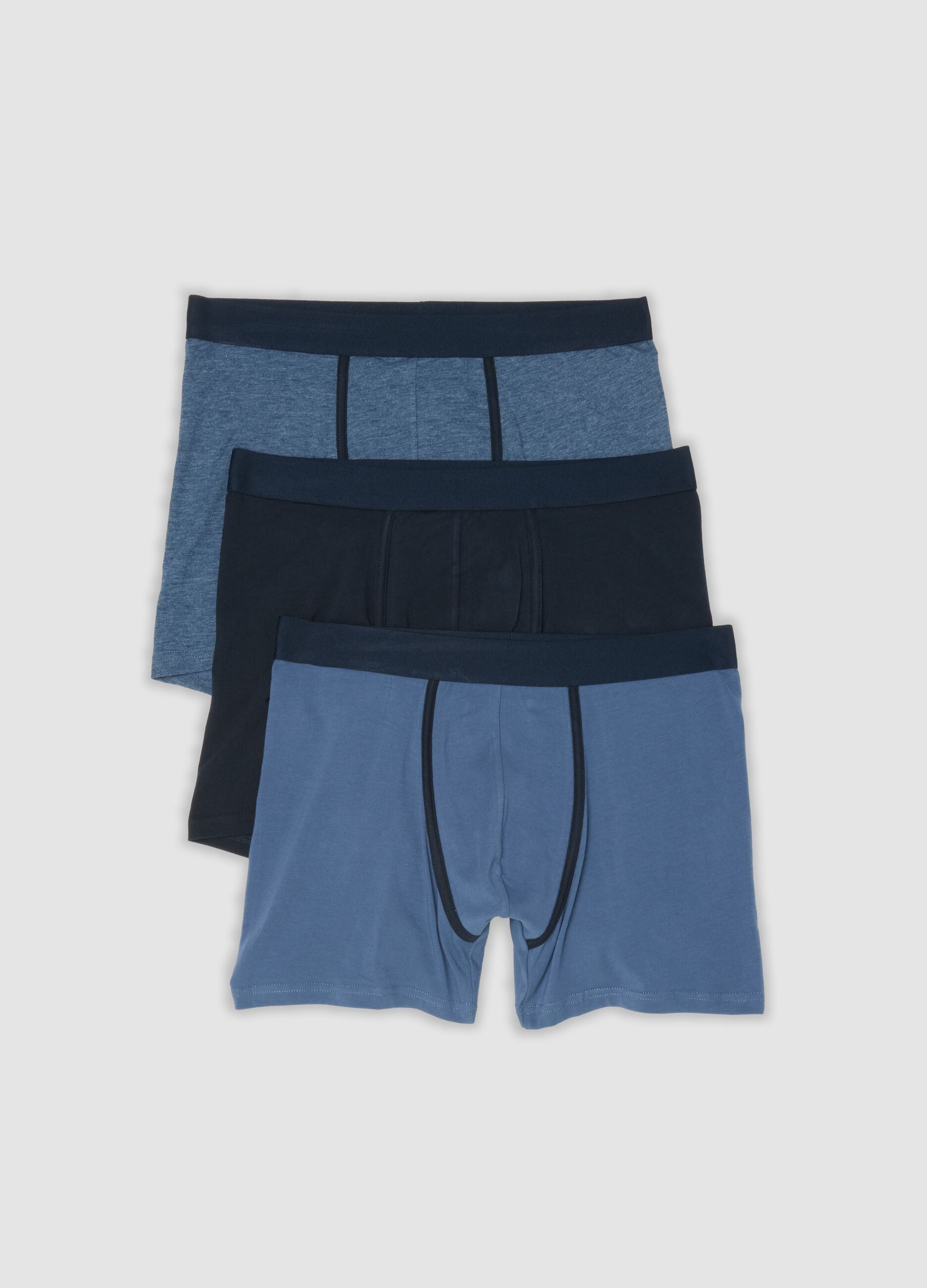 3-pack of blue and black stretch organic cotton boxer shorts
