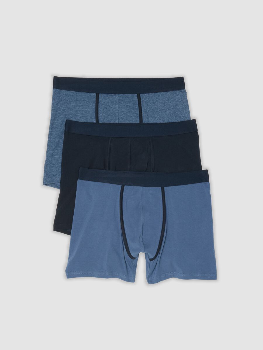 Tripack di boxer blu e neri in cotone organico elasticizzato_4