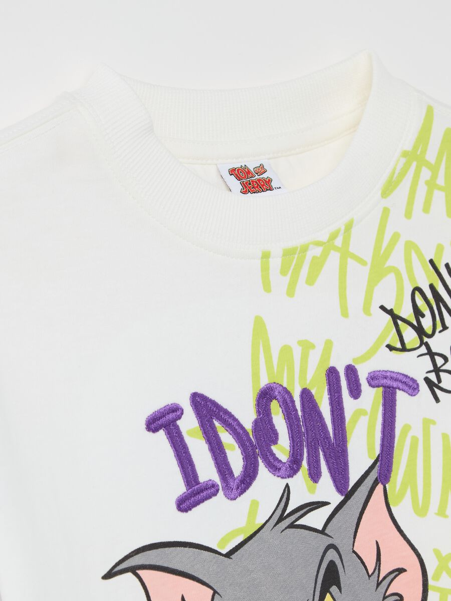 Cotton T-shirt with Tom print and embroidered "I don't think so"_2
