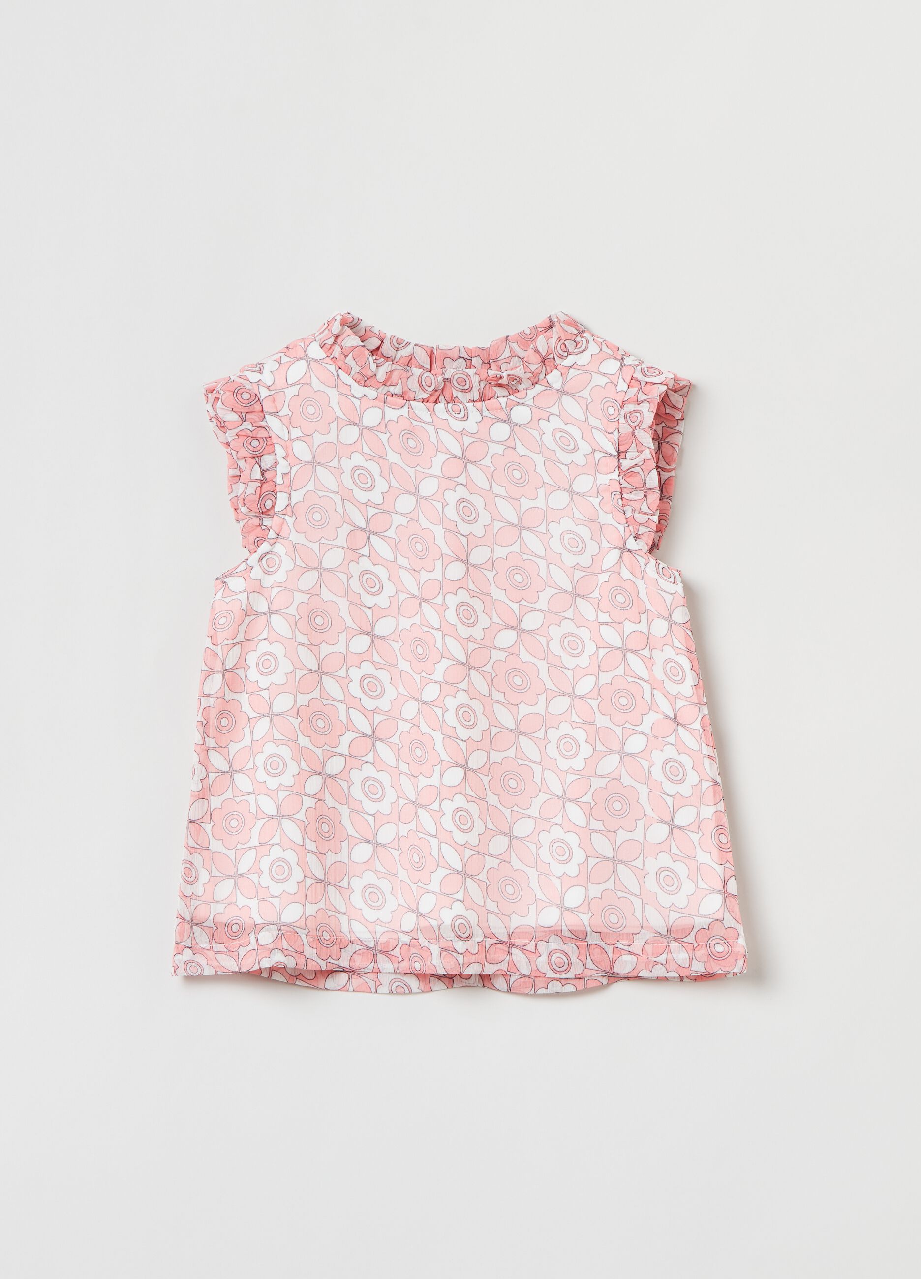 Blusa con rouches e stampa floreale_0