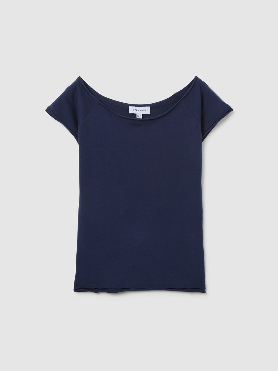Fitted blue short-sleeve cotton T-shirt_4