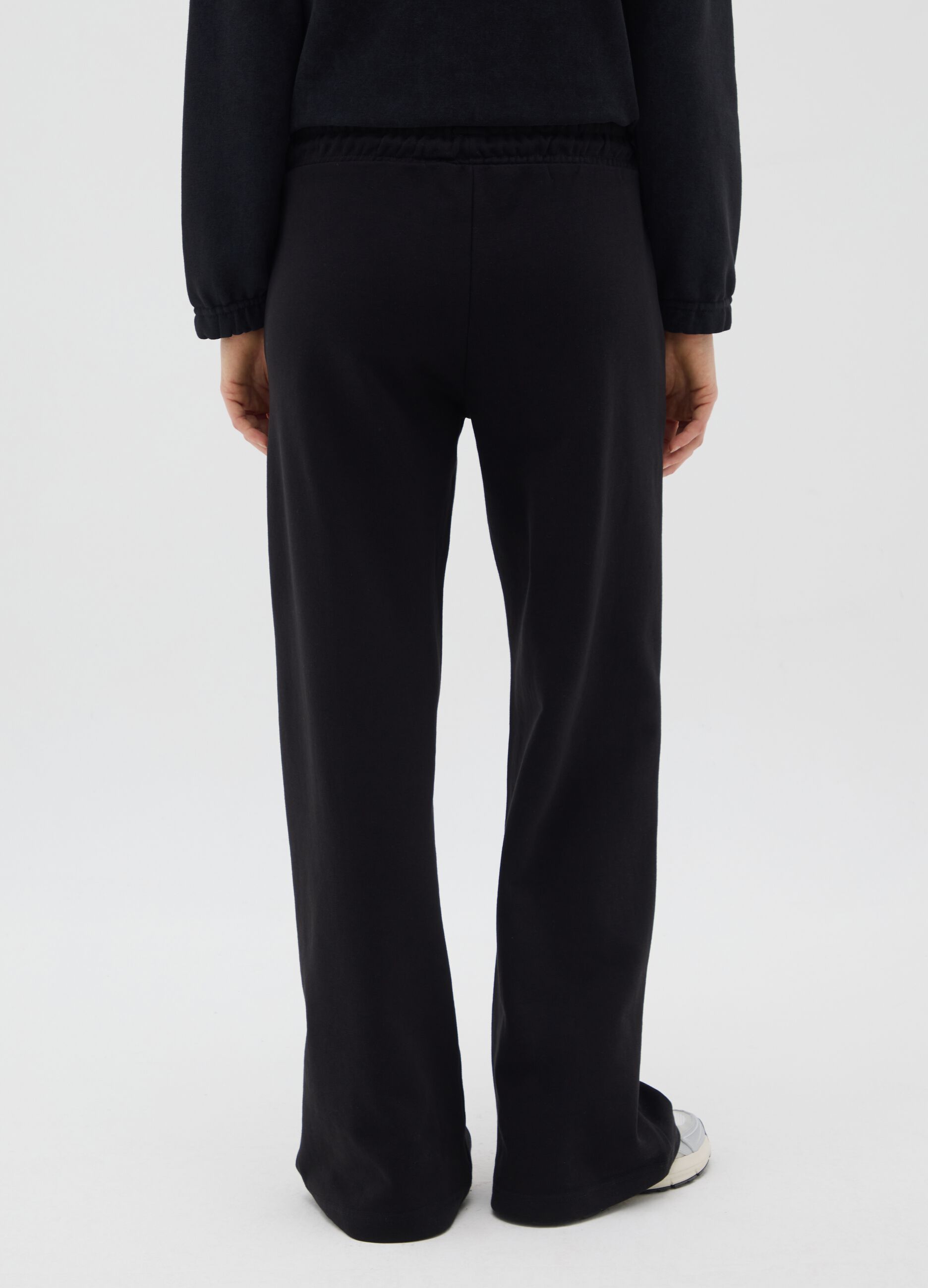 Black Cotton Tracksuit with Logo