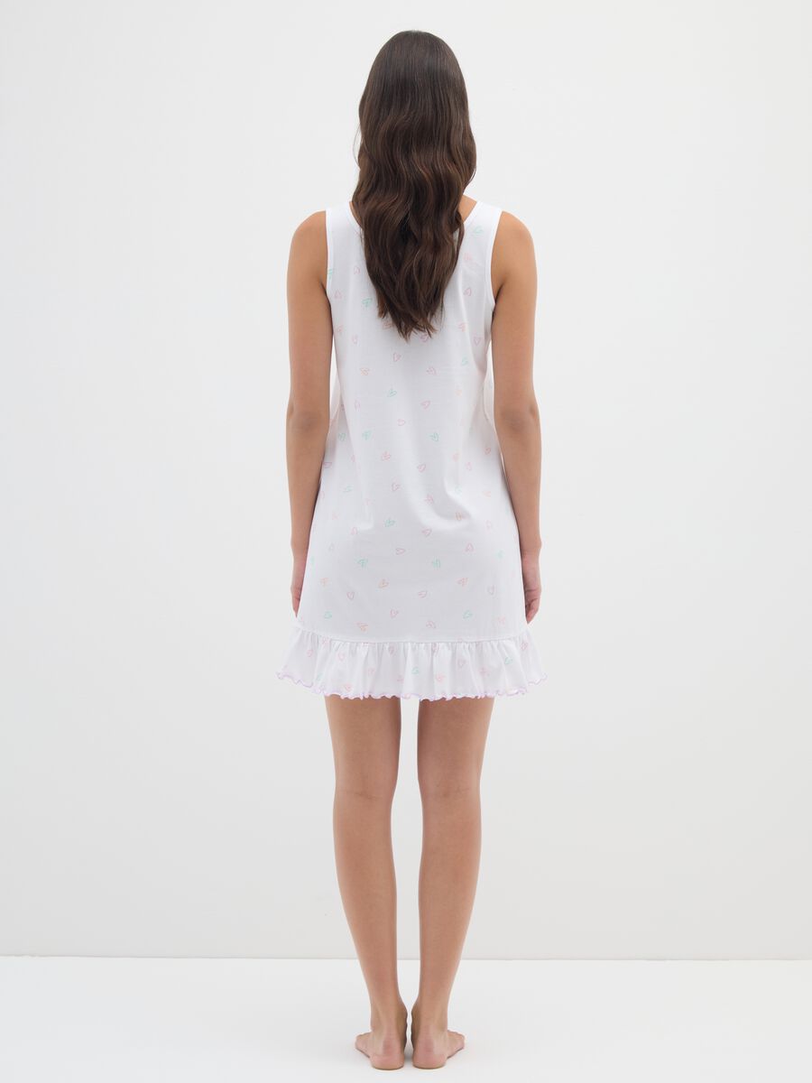 Camicia da notte in puro cotone bianco con fantasia cuori _3