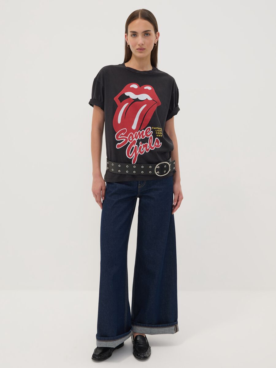 Black pure cotton T-shirt with The Rolling Stones print_2