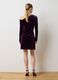 Purple velvet slim fit dress with draping_2