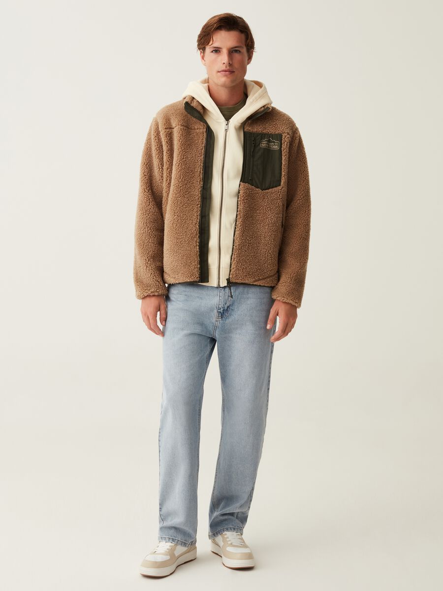 Full-zip in sherpa con tasche_0