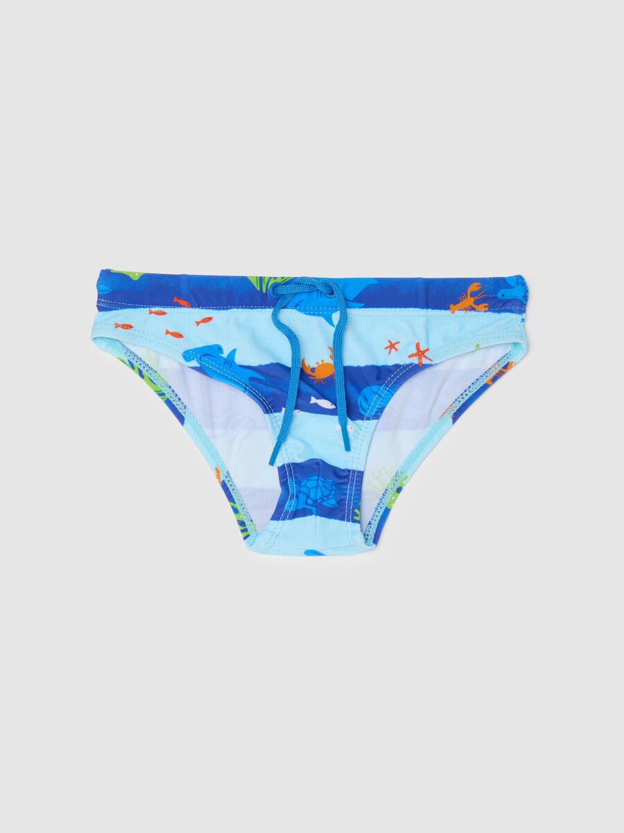 Blue kids' briefs with ocean pattern_0