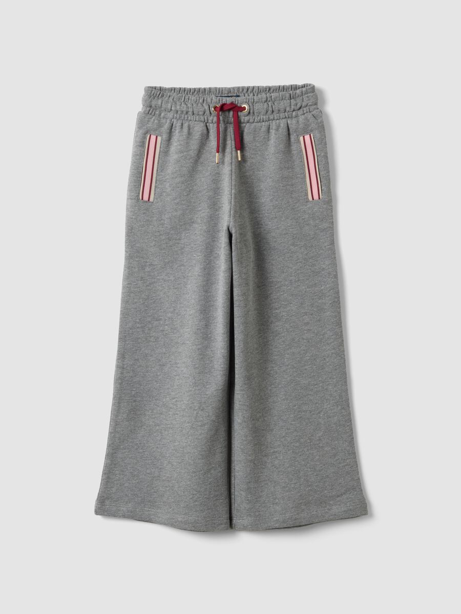 Pantaloni culotte grigi in misto cotone e viscosa per bambina_0