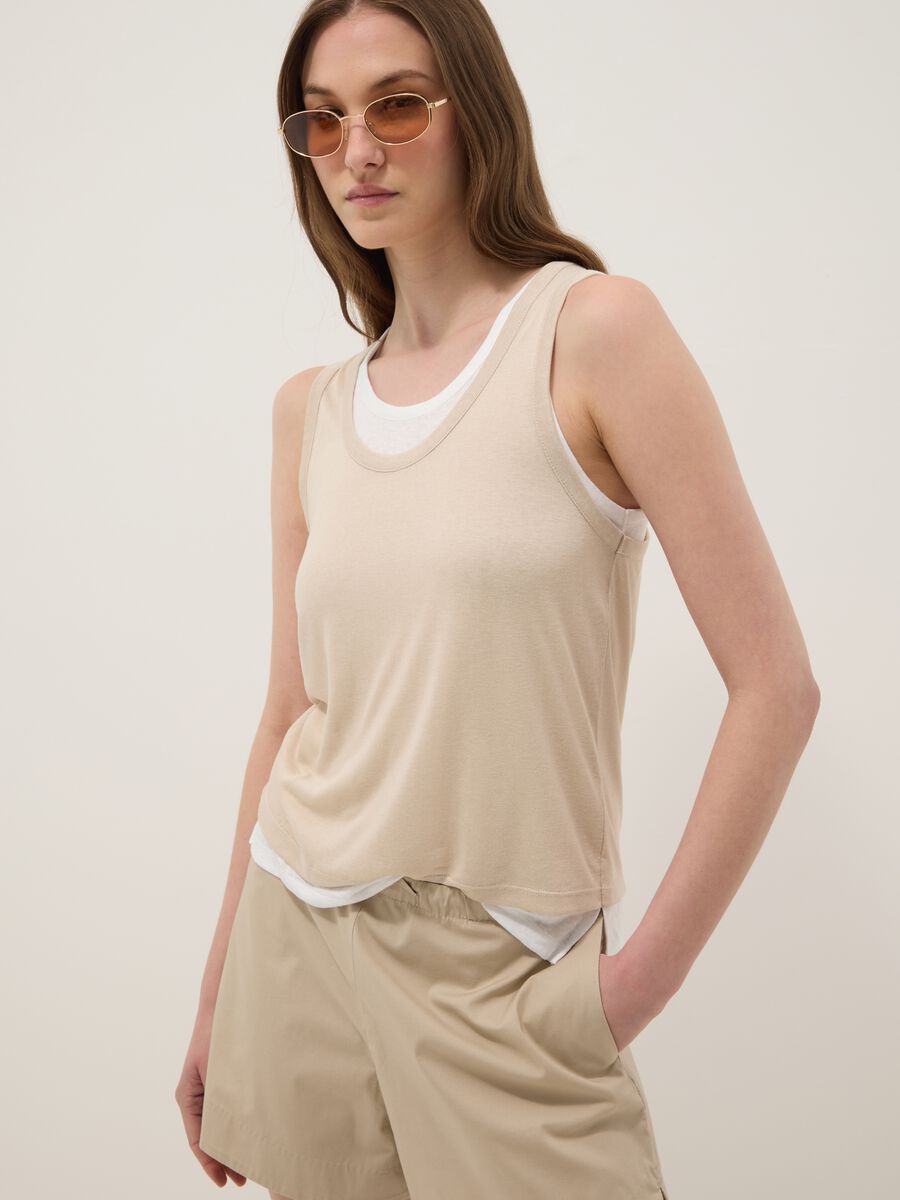 Tank top beige in misto viscosa regular fit_0