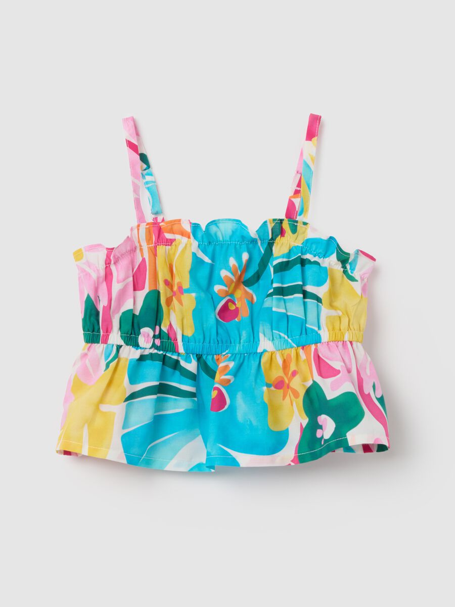 Girls' top in pure multicolour cotton, regular fit_0