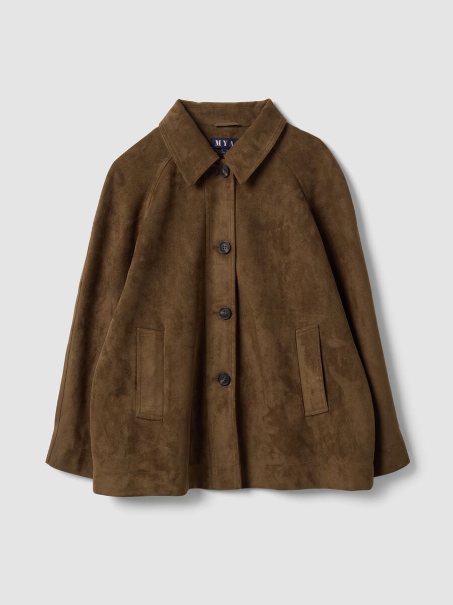 Brown regular-fit jacket with buttons_0