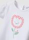 White stretchy cotton regular fit girl&rsquo;s t-shirt with flower embroidery_2