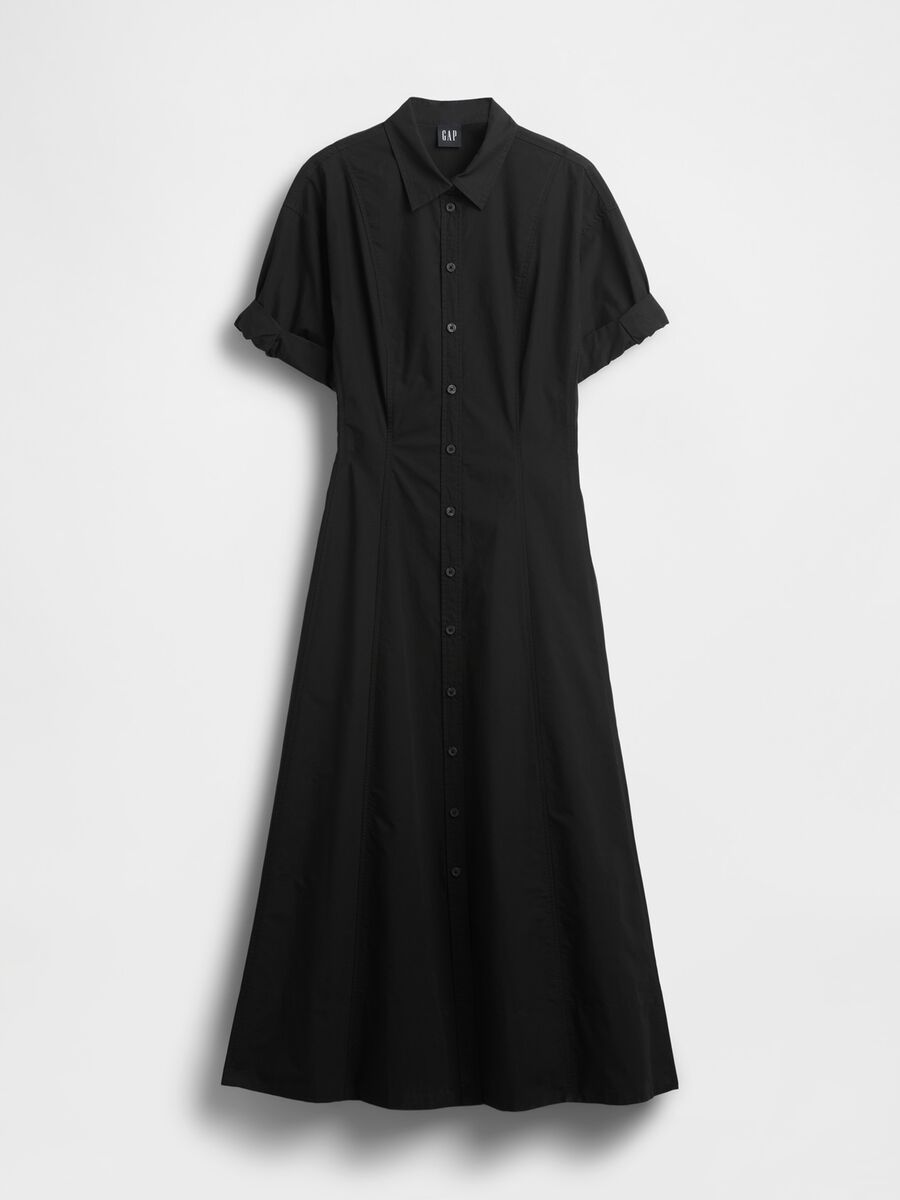 Short Sleeve Black Cotton Dress_4