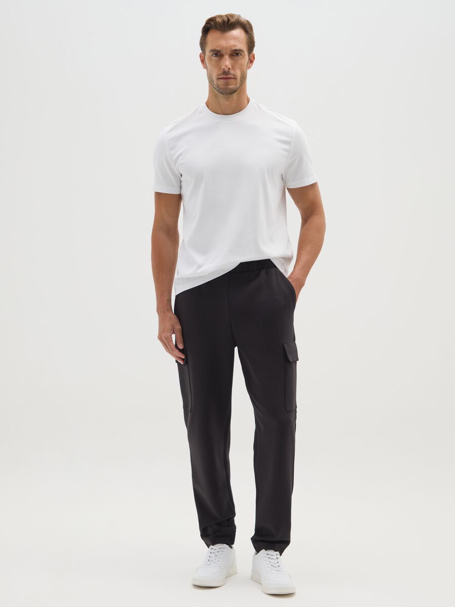 White cotton blend T-shirt regular fit_1
